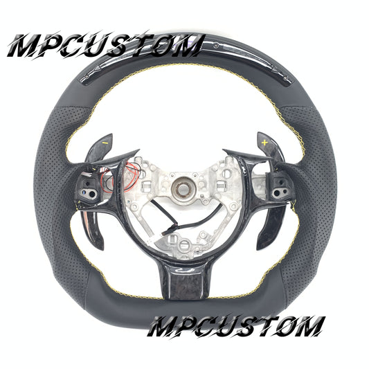 Mpcustom for Toyota 86 BRZ FRS 2017-2019 carbon fiber steering wheel white yellow stitching and matte