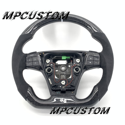 Mpcustom for Volvo S40 2008 carbon fiber steering wheel white stitching and gloss
