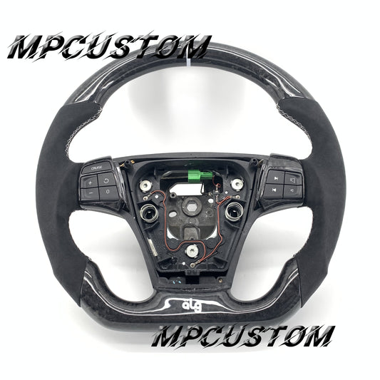 Mpcustom for Volvo S40 2008 carbon fiber steering wheel white stitching and gloss
