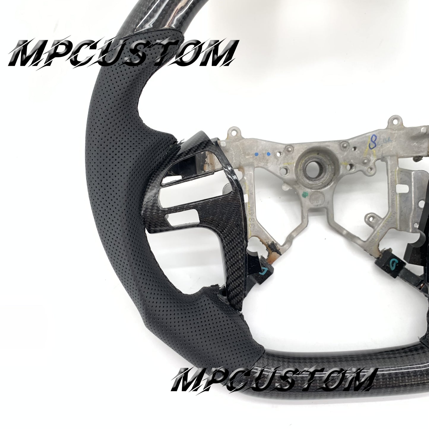 Mpcustom for Toyota Highlander 2007-2011 carbon fiber steering wheel black stitching