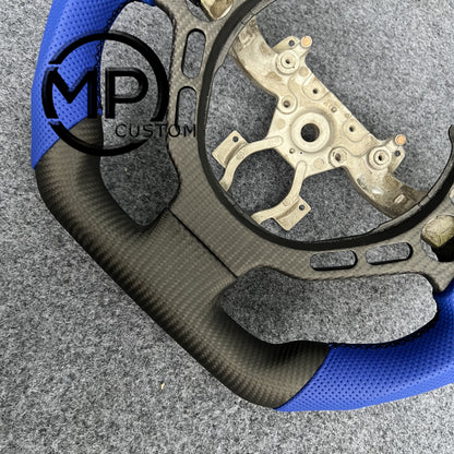 MPCUSTOM Fit For NISSAN GTR R30 2009-2016 matte carbon fiber steering wheel blue perforated leather blue line