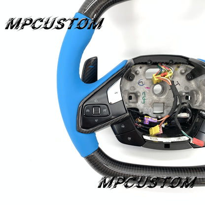 Mpcustom for Chevrolet Corvette C8 2020+ carbon fiber steering wheel blue stripe line and smooth