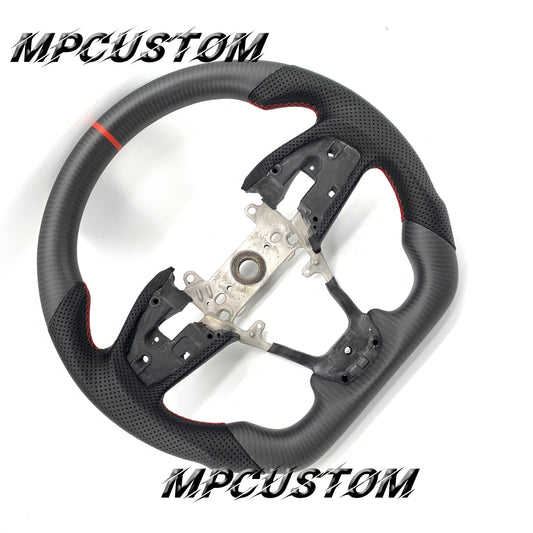 Mpcustom for Honda 10th Gen Civic 2016+ carbon fiber steering wheel red stitching and flat bottom