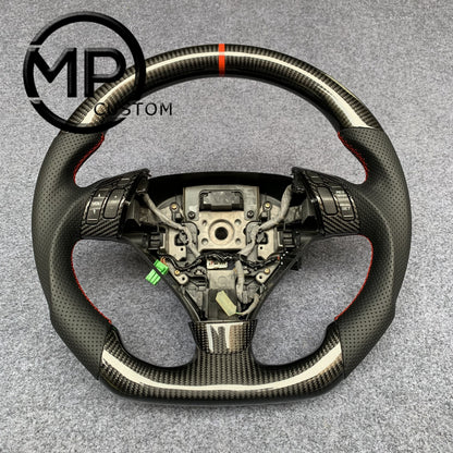MPCUSTOM Fit For Honda 7th gen&nbsp; Accord Sedan TESTED LX 2003-2007/Inspire/Accord UC1 UC3 CM5 CM6 carbon fiber steering wheel black perforated leather red center line