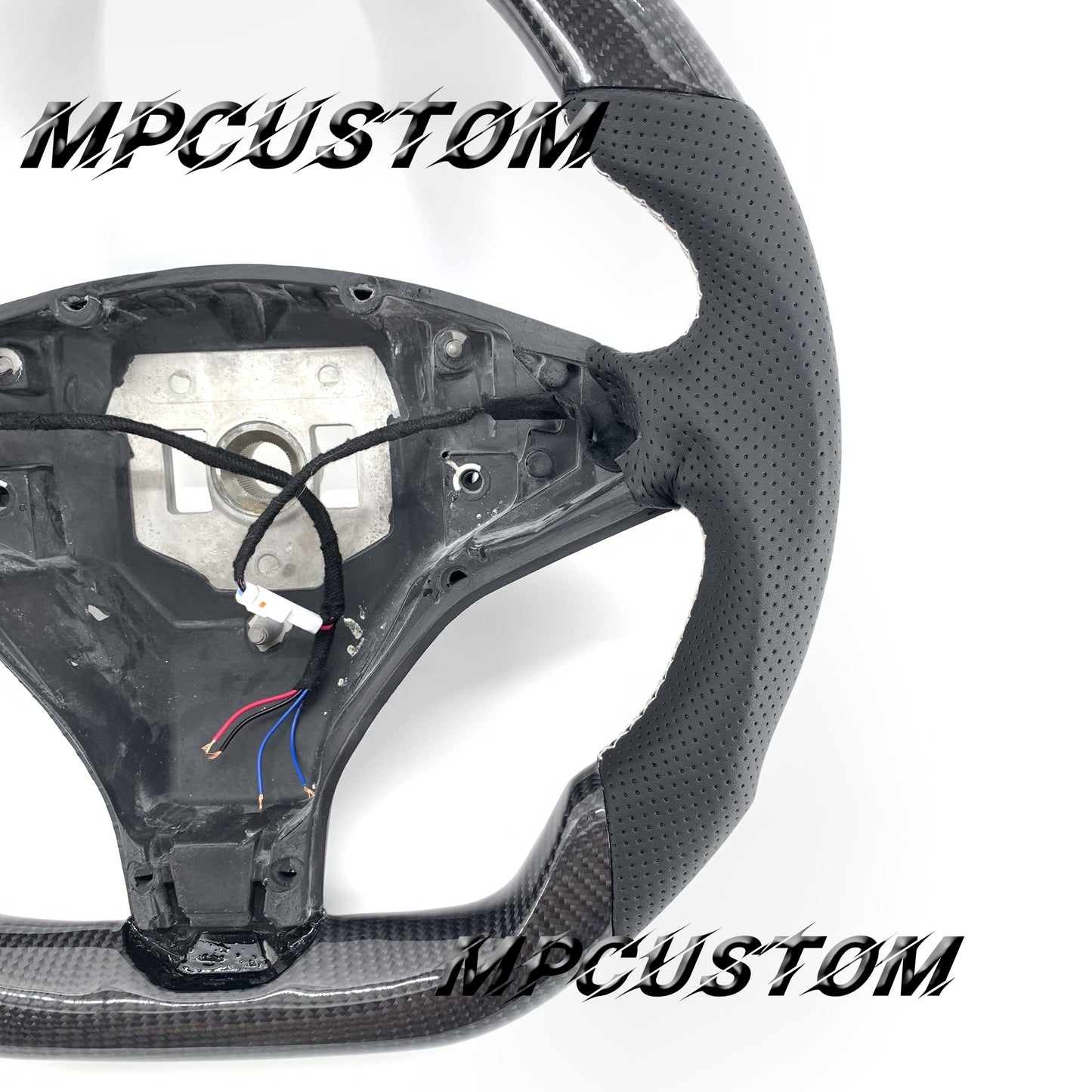 Mpcustom for Tesla model S X carbon fiber steering wheel perforated leather