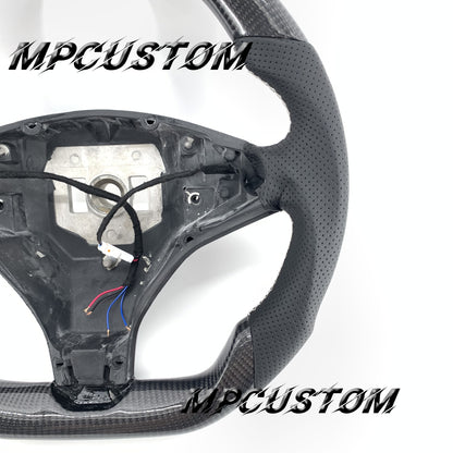 Mpcustom for Tesla model S X carbon fiber steering wheel gloss and white stitching