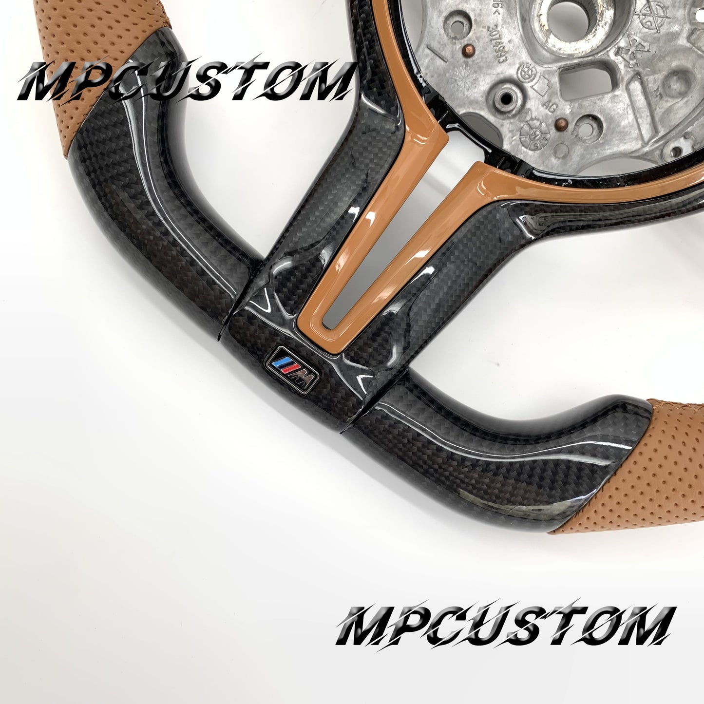 Mpcustom for BMW M2 F87/M3 F80/M4 F82/F83/M5F10/F90 carbon fiber steering wheel brown stripe line