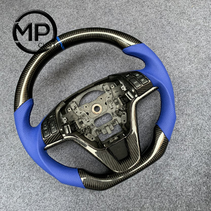 MPCUSTOM Fit For Honda CR-V CRV 2007-2011 carbon fiber steering wheel blue perforated leather blue center line