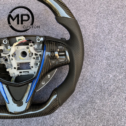 MPCUSTOM Fit For Acura MDX 2018-2022/TLX TYPE S 2015-2018 carbon fiber steering wheel black perforated leather blue center line