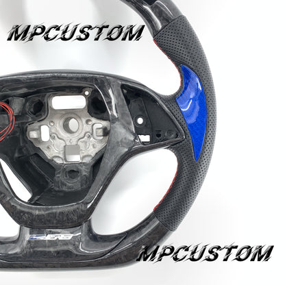 Mpcustom for Chevrolet Corvette C8 2020+ carbon fiber steering wheel round top and led