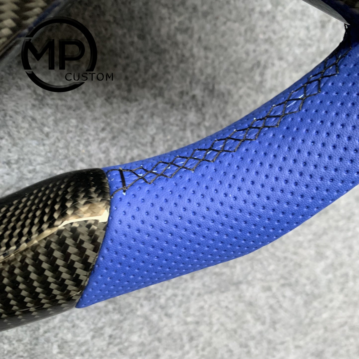 MPCUSTOM Fit For Honda CR-V CRV 2007-2011 carbon fiber steering wheel blue perforated leather blue center line