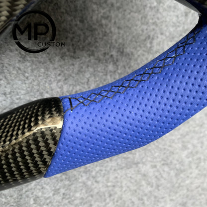 MPCUSTOM Fit For Honda CR-V CRV 2007-2011 carbon fiber steering wheel blue perforated leather blue center line