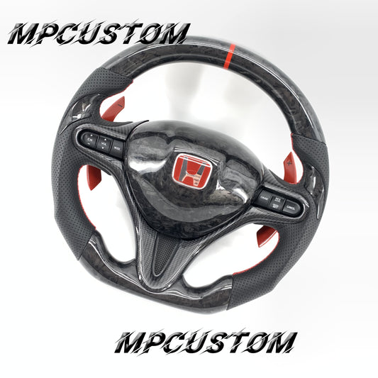 Mpcustom for Honda 8th Gen Civic 2009-2013 carbon fiber steering wheel falt bottom and gloss