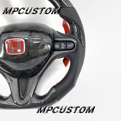 Mpcustom for Honda 8th Gen Civic 2009-2013 carbon fiber steering wheel gloss and round top