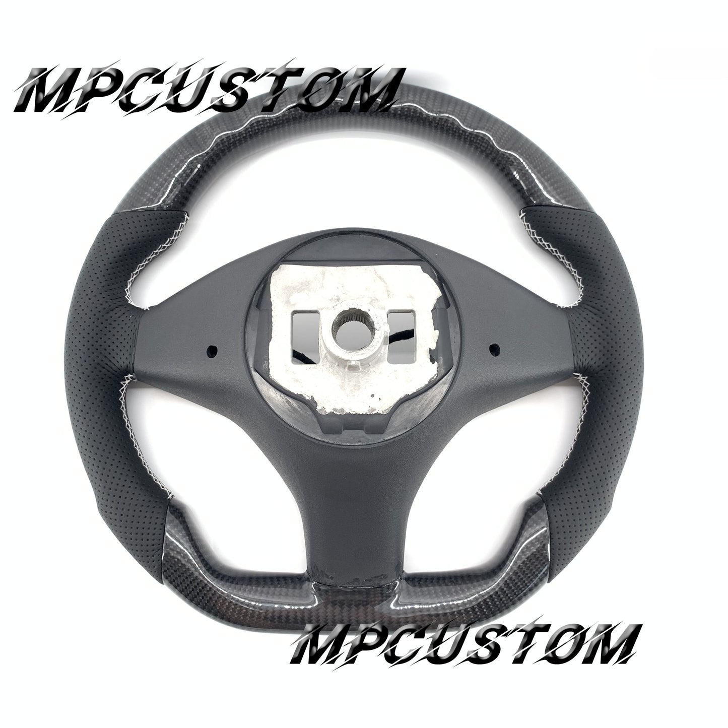 Mpcustom for Tesla model S X carbon fiber steering wheel white stitching