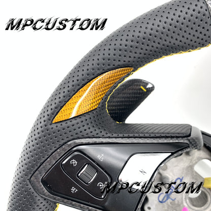 Mpcustom for Chevrolet Corvette C8 2020+ carbon fiber steering wheel yellow stitching