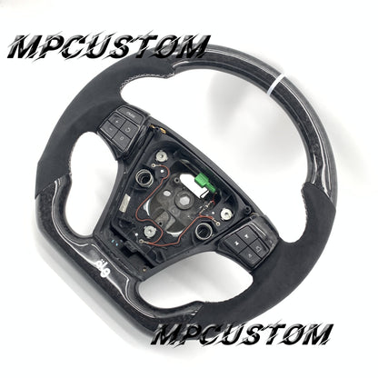 Mpcustom for Volvo S40 2008 carbon fiber steering wheel white stripe line and white stitching