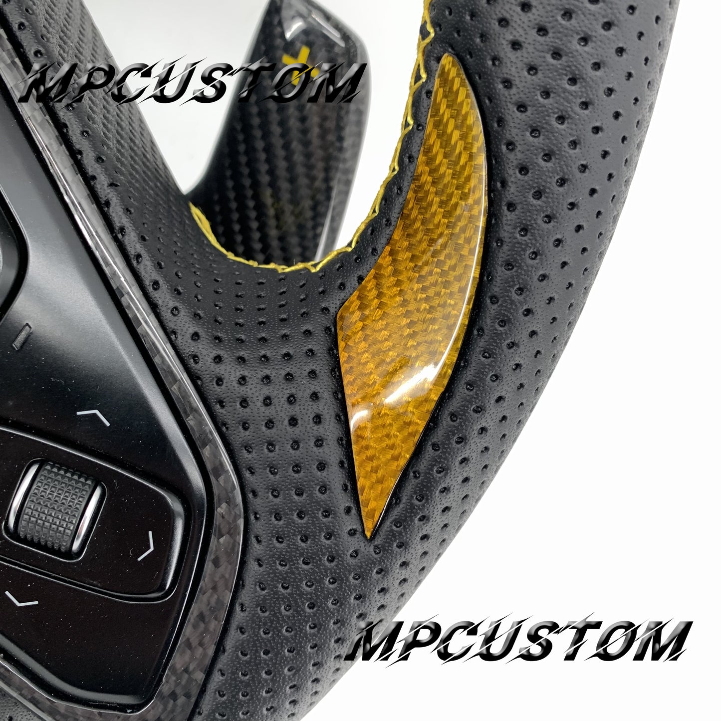 Mpcustom for Chevrolet Corvette C8 2020+ carbon fiber steering wheel yellow stitching