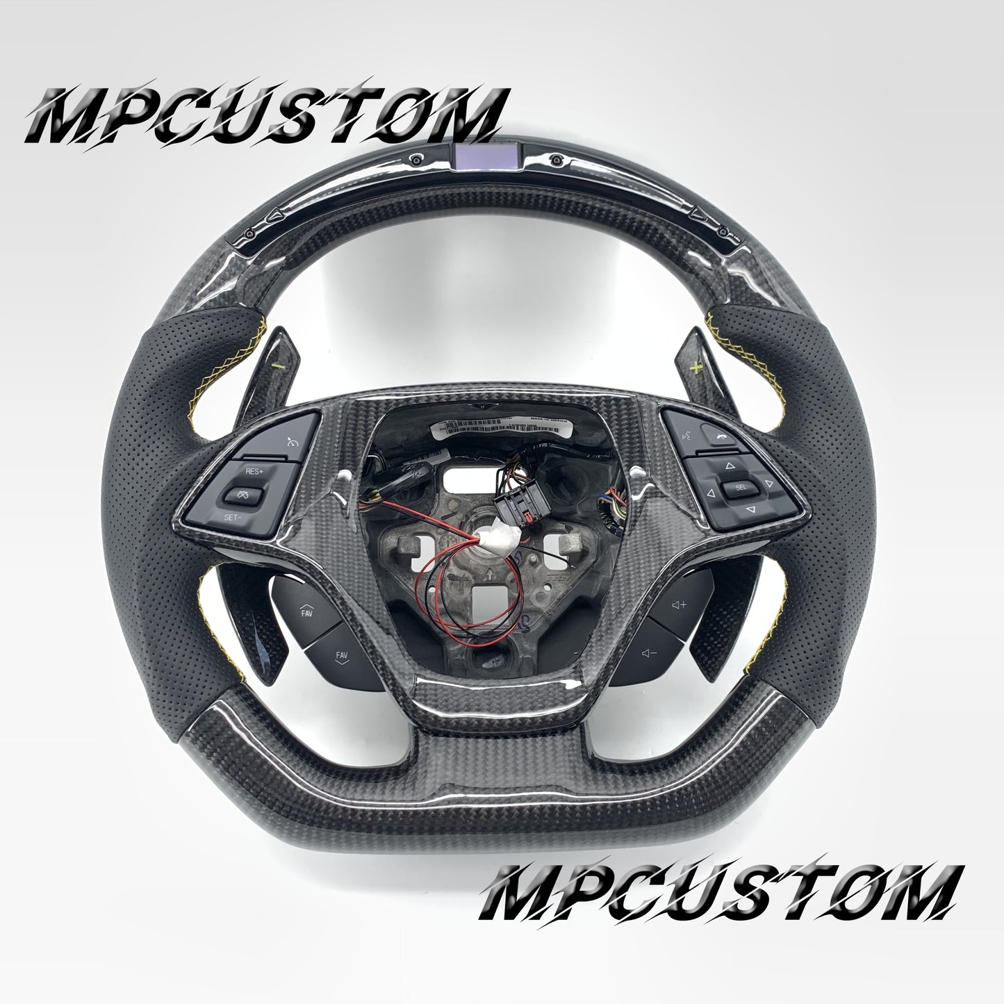 Mpcustom for Chevrolet Corvette C8 2020+ carbon fiber steering wheel gloss carbon fiber and flat bottom