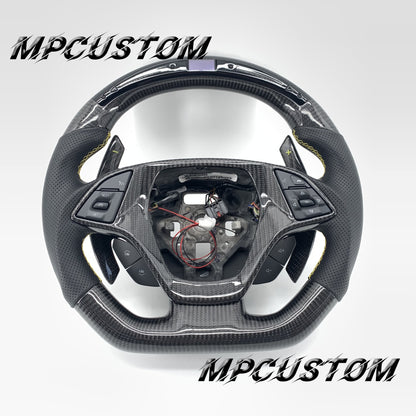 Mpcustom for Chevrolet Corvette C8 2020+ carbon fiber steering wheel gloss carbon fiber and flat bottom