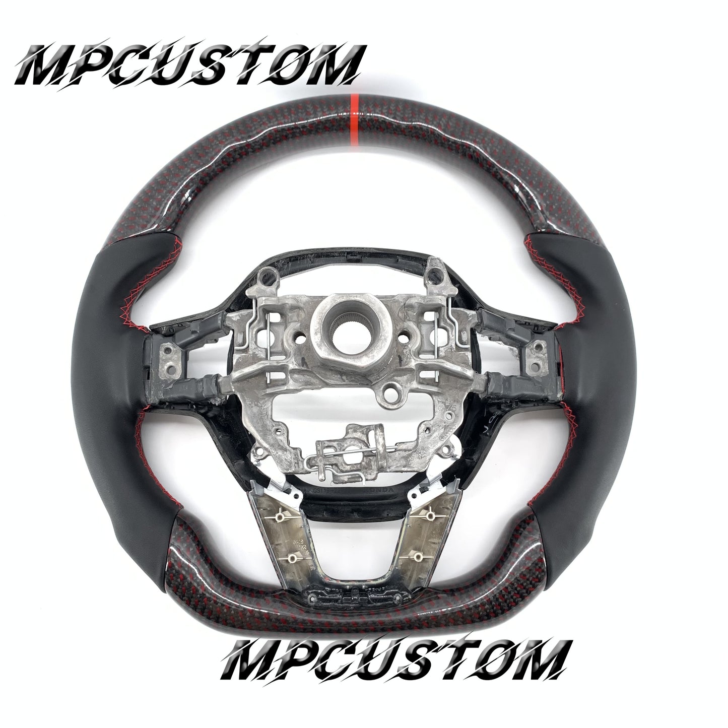 Mpcustom for Honda 11th gen Civic carbon fiber steering wheel red stripe line and smooth