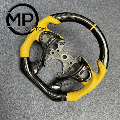 MPCUSTOM Fit For Honda 9th gen Accord SPORT 4 DOOR SEDAN 2013-2017/Crosstour 2013-2015/Ridgeline 2017-2020 carbon fiber steering wheel yellow perforated leather yellow center line