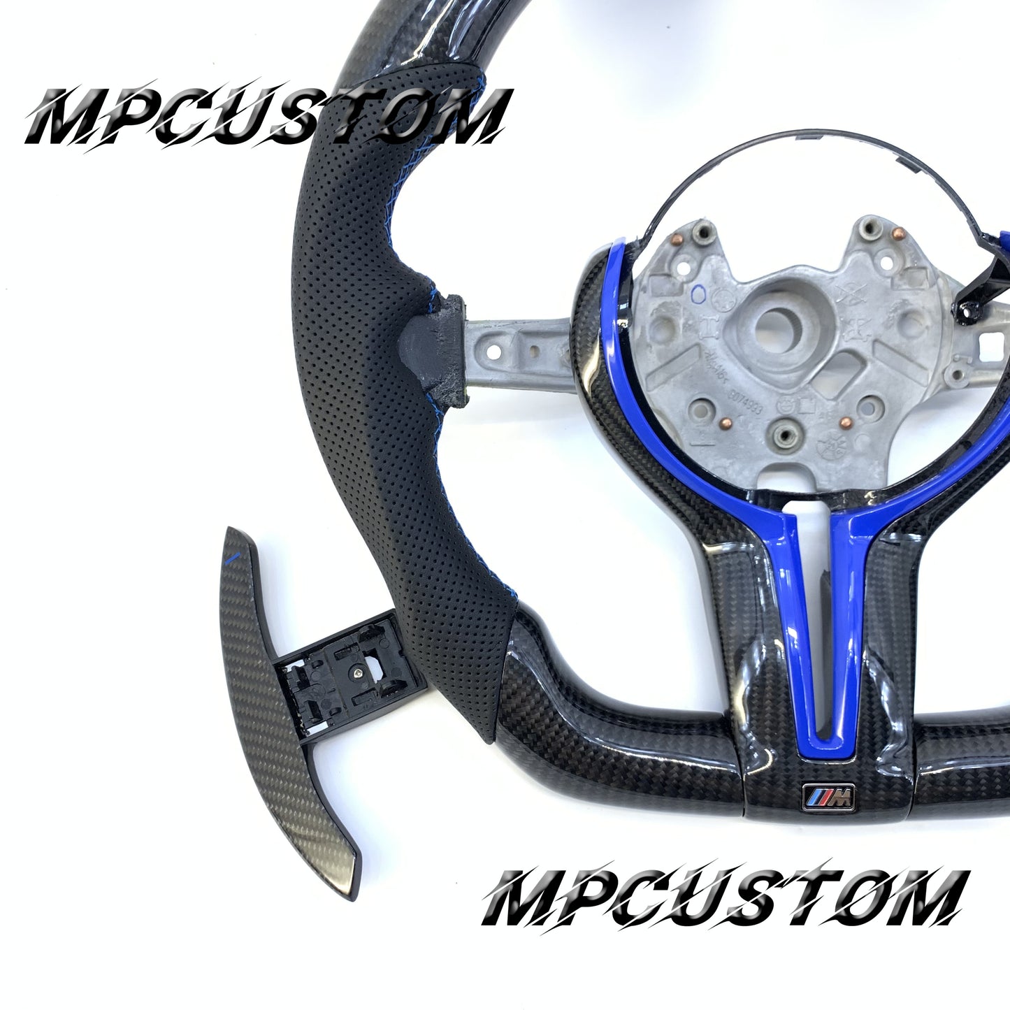 Mpcustom for BMW M2 F87/M3 F80/M4 F82/F83/M5F10/F90 carbon fiber steering wheel blue trim