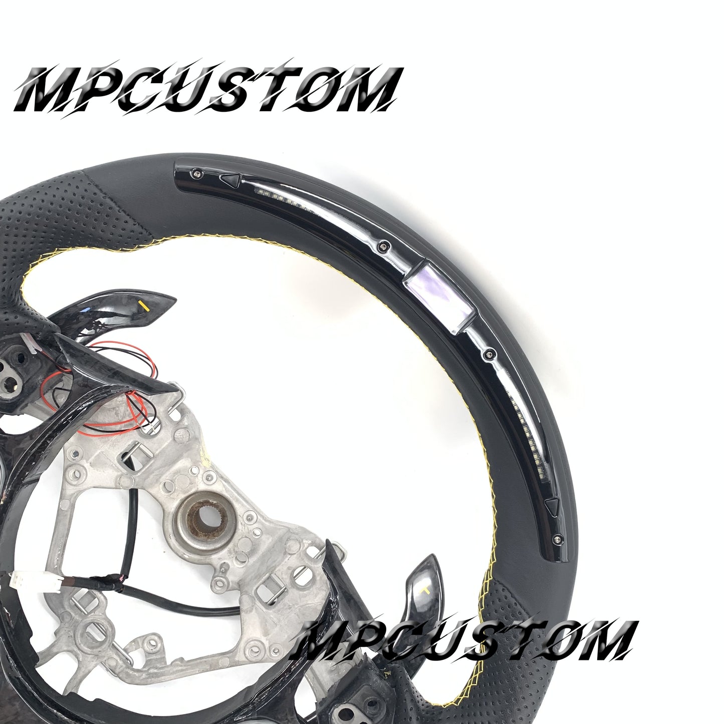 Mpcustom for Toyota 86 BRZ FRS 2017-2019 carbon fiber steering wheel white yellow stitching and matte