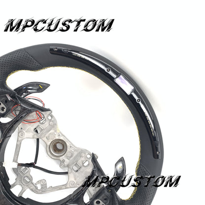 Mpcustom for Toyota 86 BRZ FRS 2017-2019 carbon fiber steering wheel white yellow stitching and matte