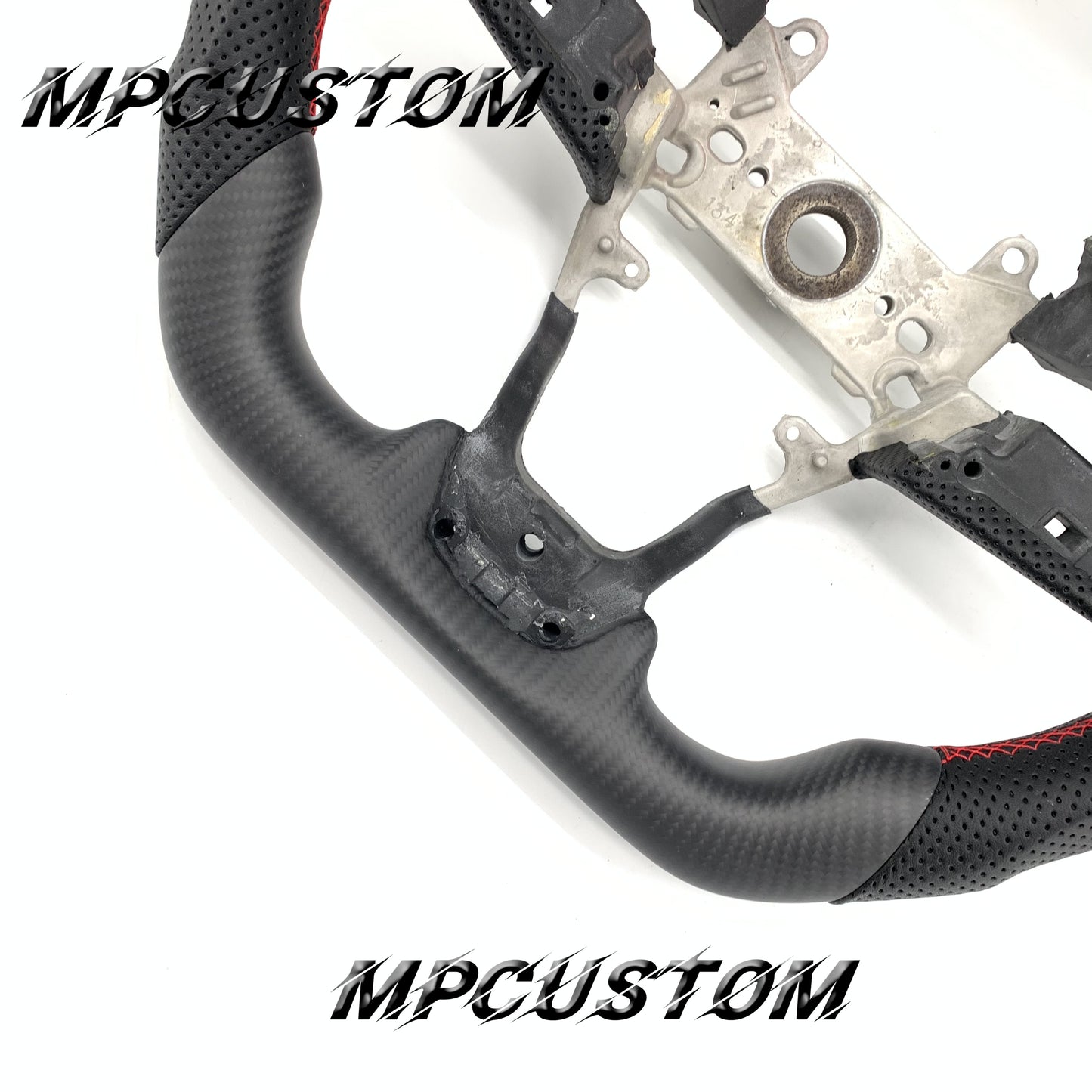 Mpcustom for Honda 10th Gen Civic 2016+ carbon fiber steering wheel red stitching and flat bottom