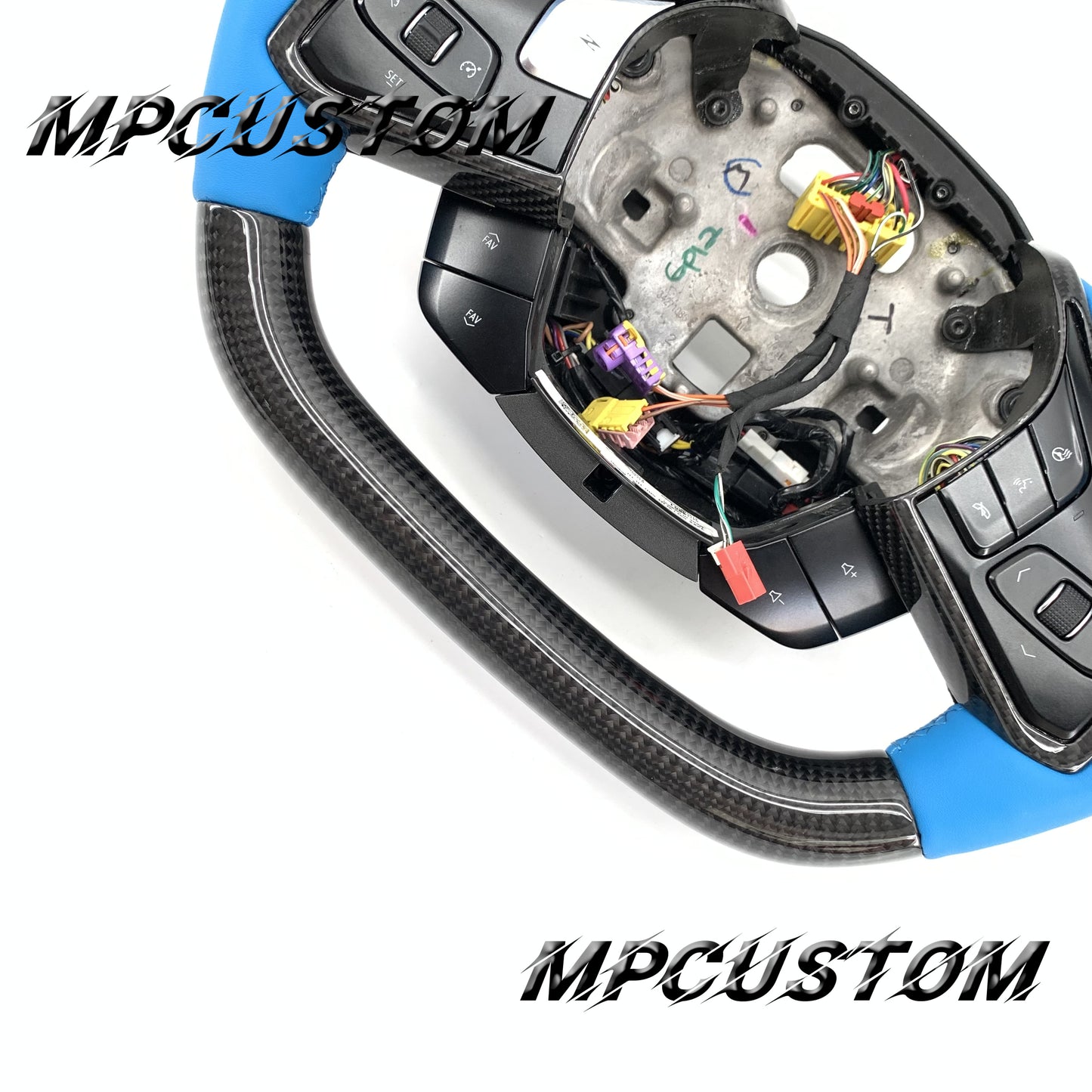 Mpcustom for Chevrolet Corvette C8 2020+ carbon fiber steering wheel blue stripe line and smooth