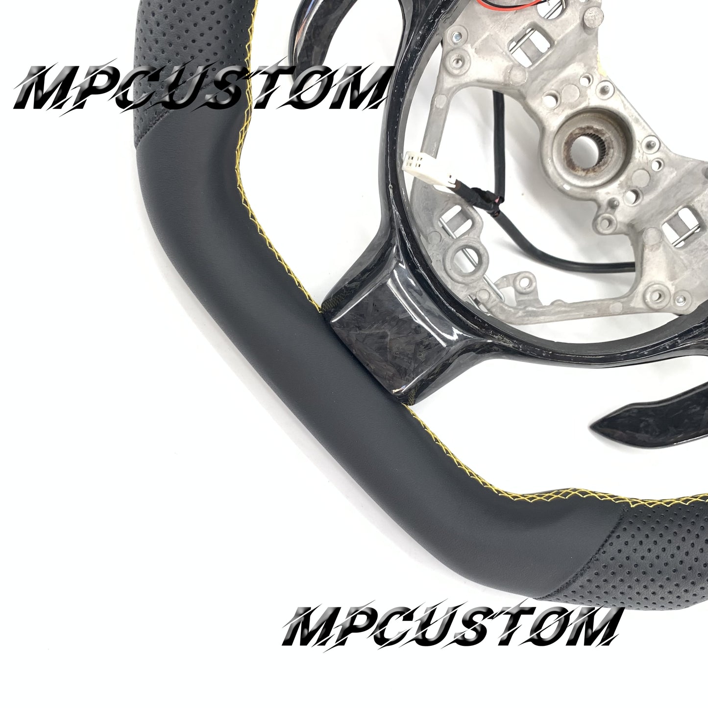 Mpcustom for Toyota 86 BRZ FRS 2017-2019 carbon fiber steering wheel white yellow stitching and matte