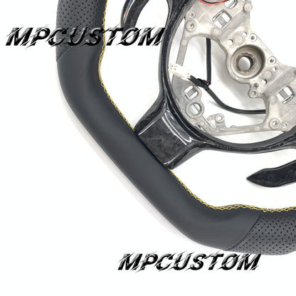 Mpcustom for Toyota 86 BRZ FRS 2017-2019 carbon fiber steering wheel white yellow stitching and matte
