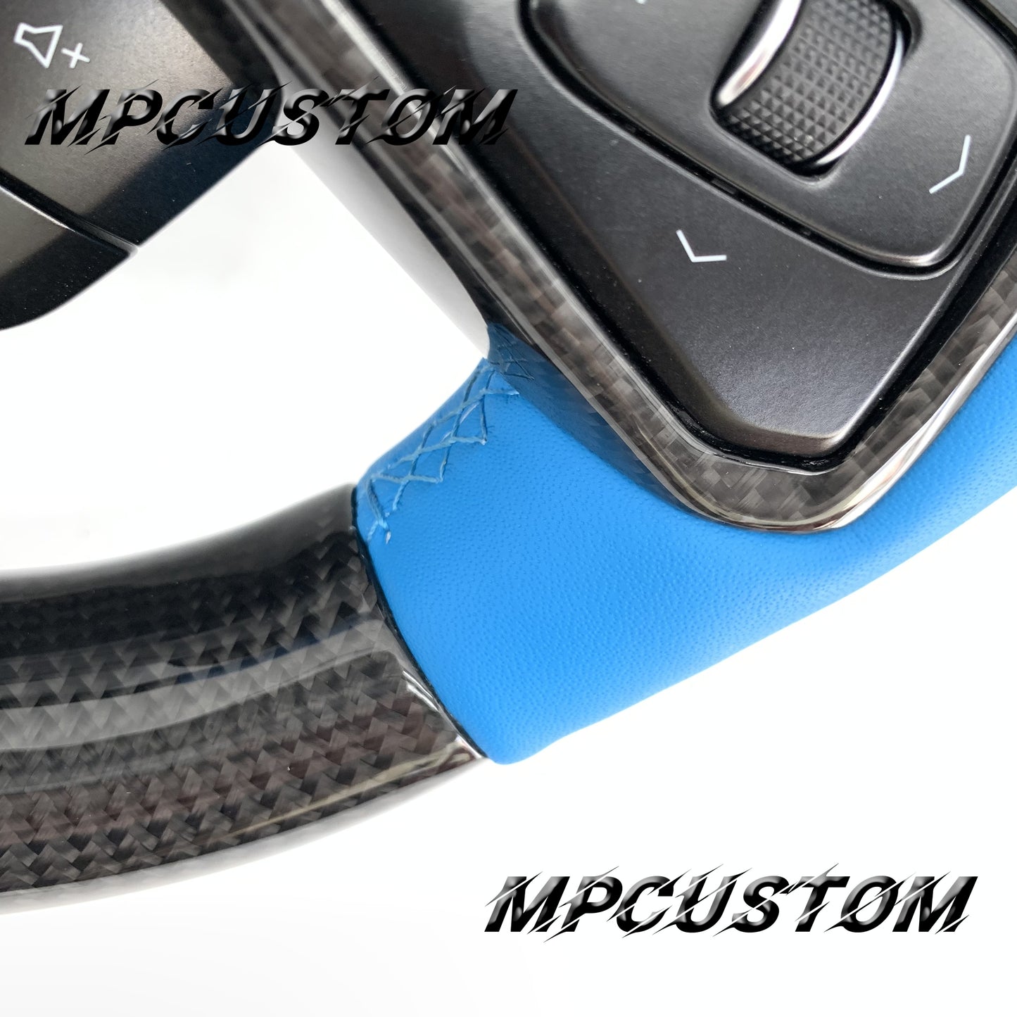 Mpcustom for Chevrolet Corvette C8 2020+ carbon fiber steering wheel blue stripe line and smooth