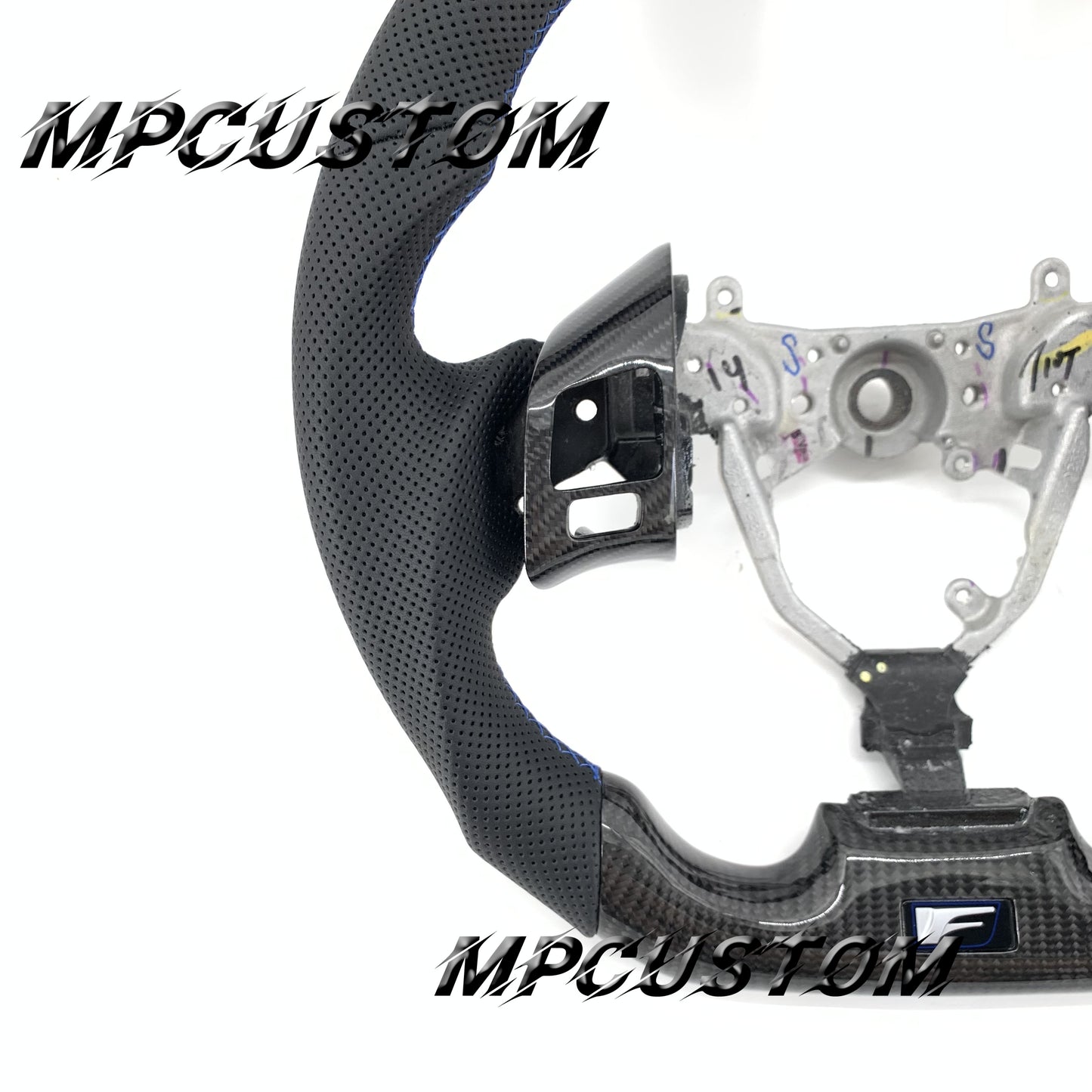 Mpcustom for Lexus IS250 2006-2013 carbon fiber steering wheel round top and blue stitching
