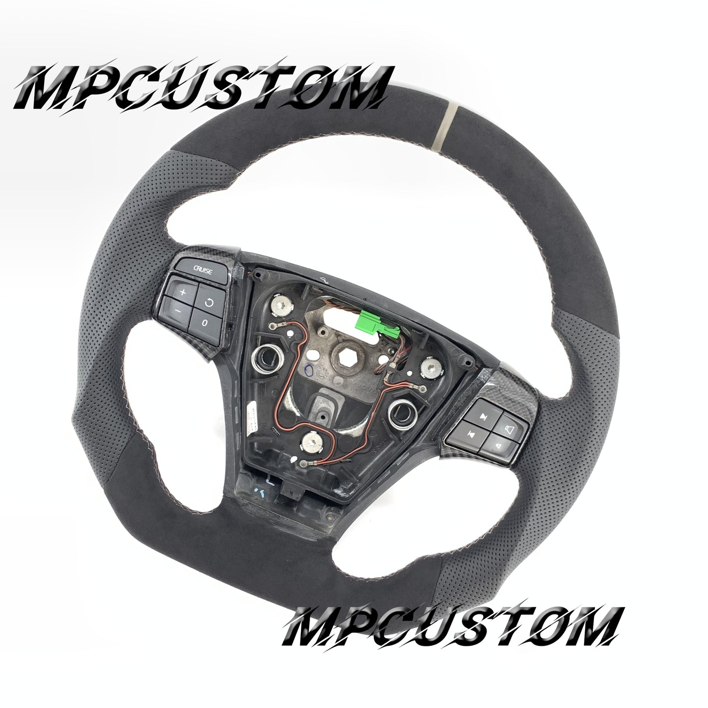 Mpcustom for Volvo S40 2008 carbon fiber steering wheel white stitching