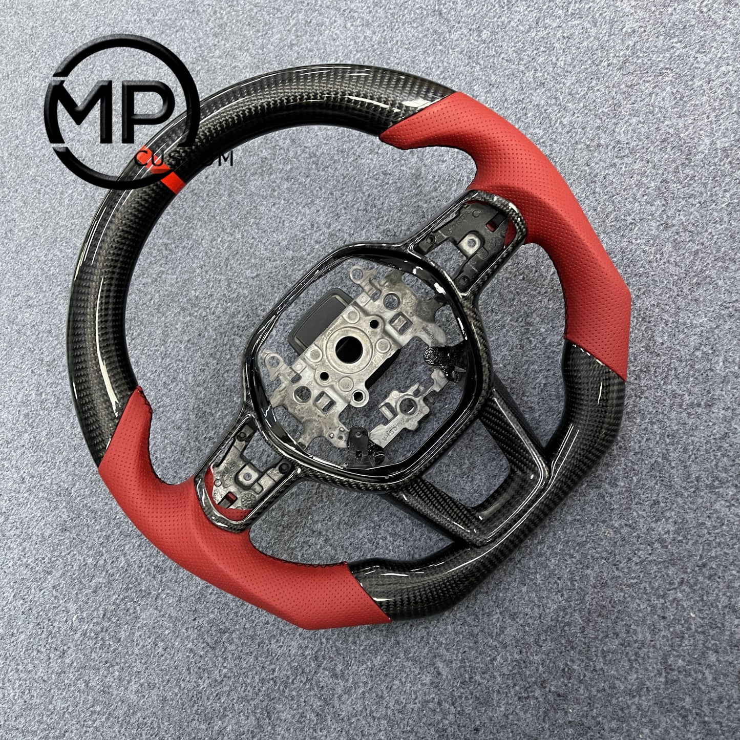 MPCUSTOM Fit For Honda integra/11thgen civic 22+ (FL5)/12th gen accord 2023+ carbon fiber steering wheel black perforated leather red center line