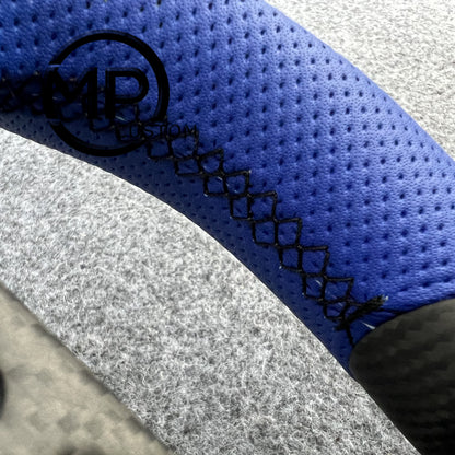 MPCUSTOM Fit For NISSAN GTR R30 2009-2016 matte carbon fiber steering wheel blue perforated leather blue line