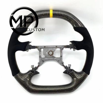 MPCUSTOM Fit For Ford mustang GT 1999-2004 gloss golden wire carbon fiber steering wheel black Alcantara yellow line