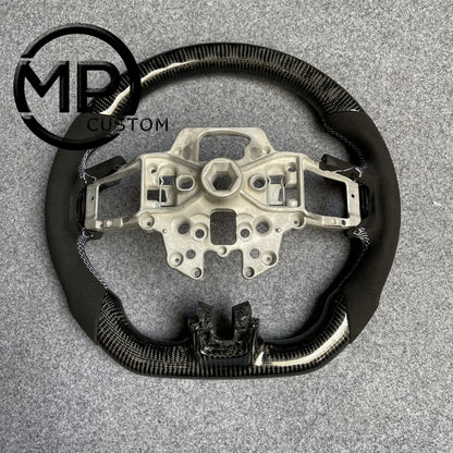 MPCUSTOM Fit For Ford mustang GT 2015-2017 gloss carbon fiber steering wheel black Alcantara
