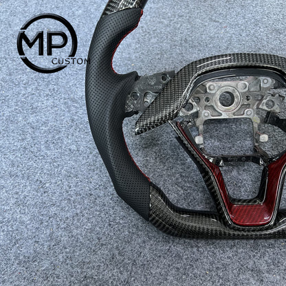 MPCUSTOM Fit For Honda 10th gen Accord/EXL EX LX 2018-2022/Insight 2019-2021 carbon fiber steering wheel black perforated leather red center line