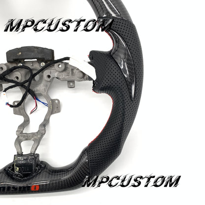 Mpcustom for Nissan 370z Juke z34 carbon fiber steering wheel gloss and red stitching