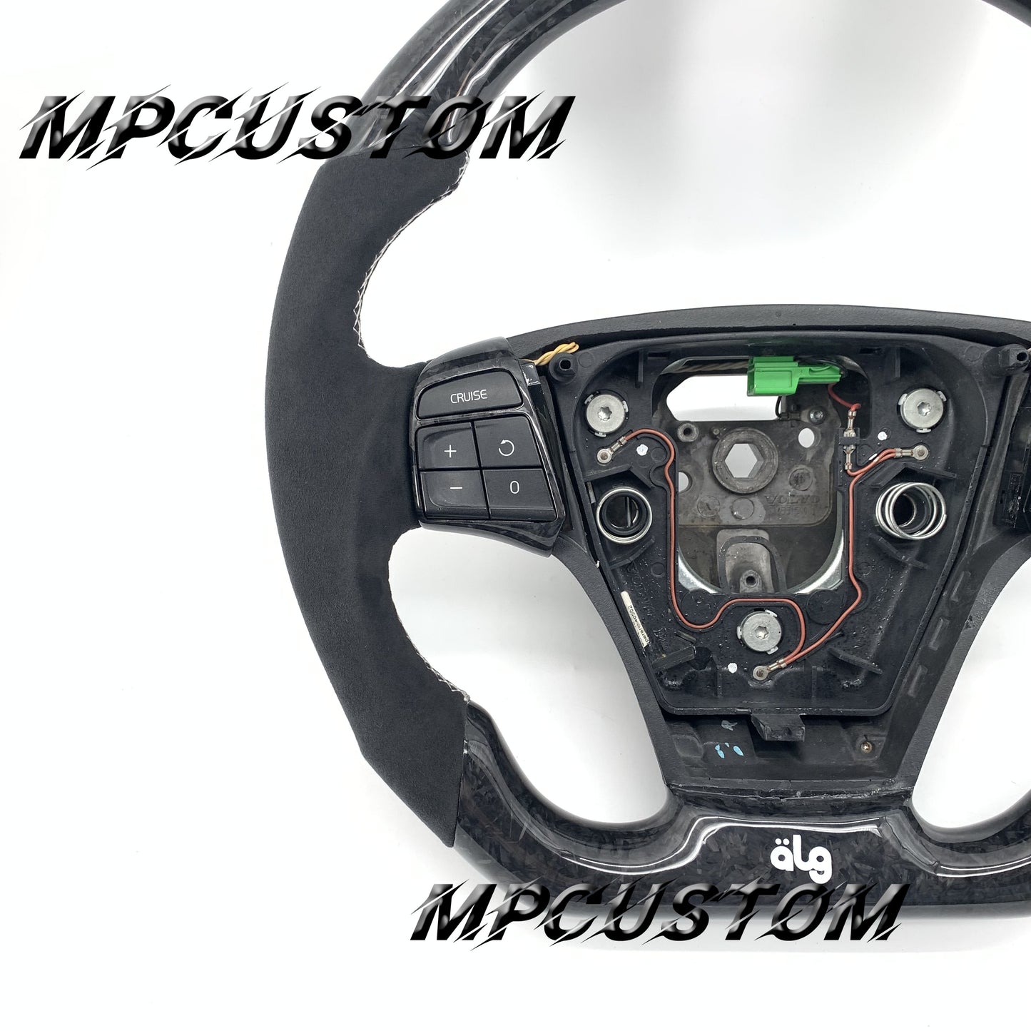Mpcustom for Volvo S40 2008 carbon fiber steering wheel white stitching and gloss