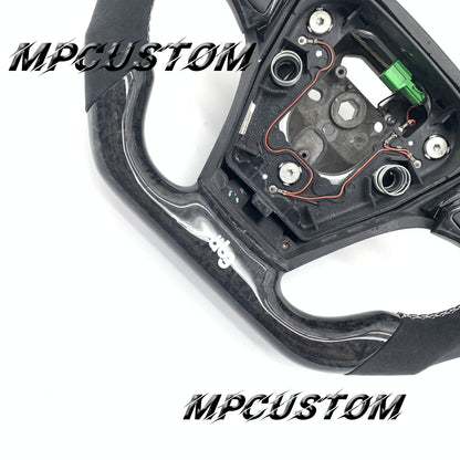 Mpcustom for Volvo S40 2008 carbon fiber steering wheel white stitching and gloss