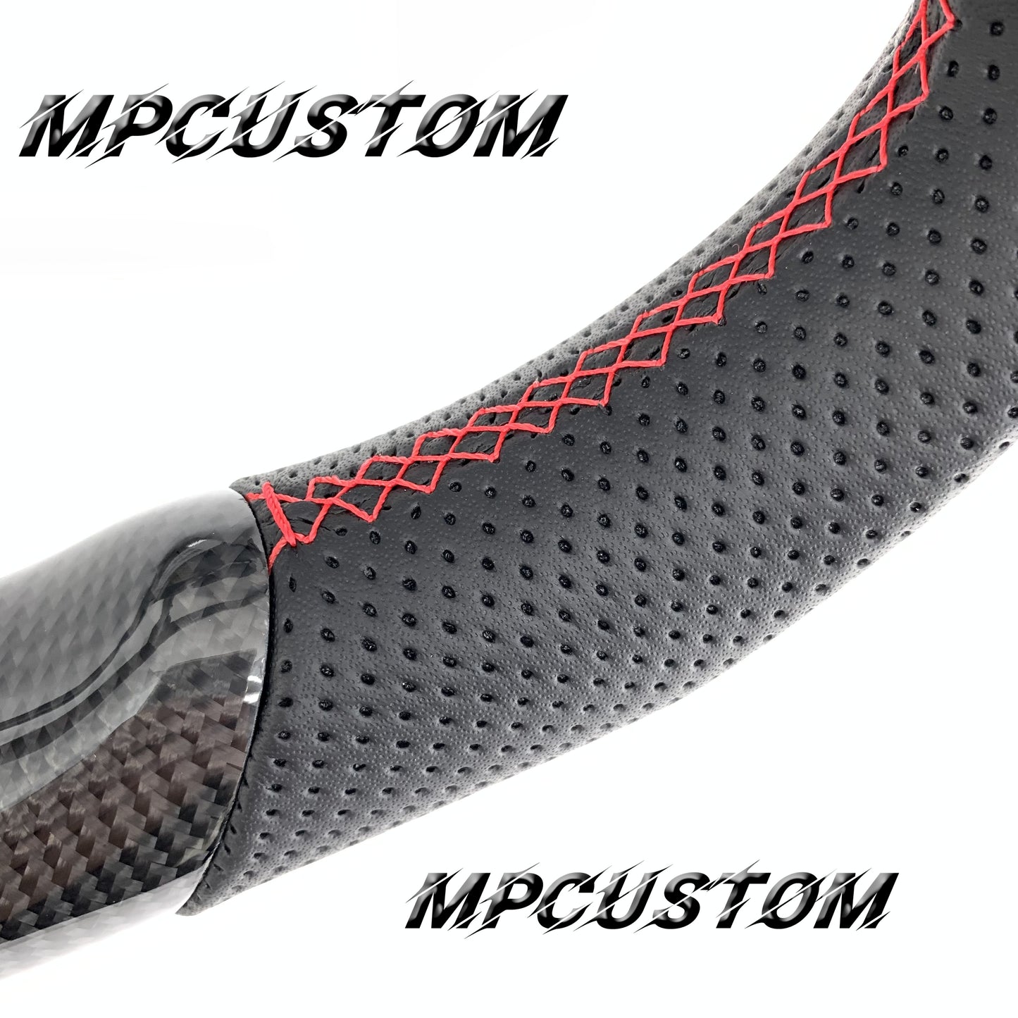 Mpcustom for Nissan 370z Juke z34 carbon fiber steering wheel gloss and red stitching