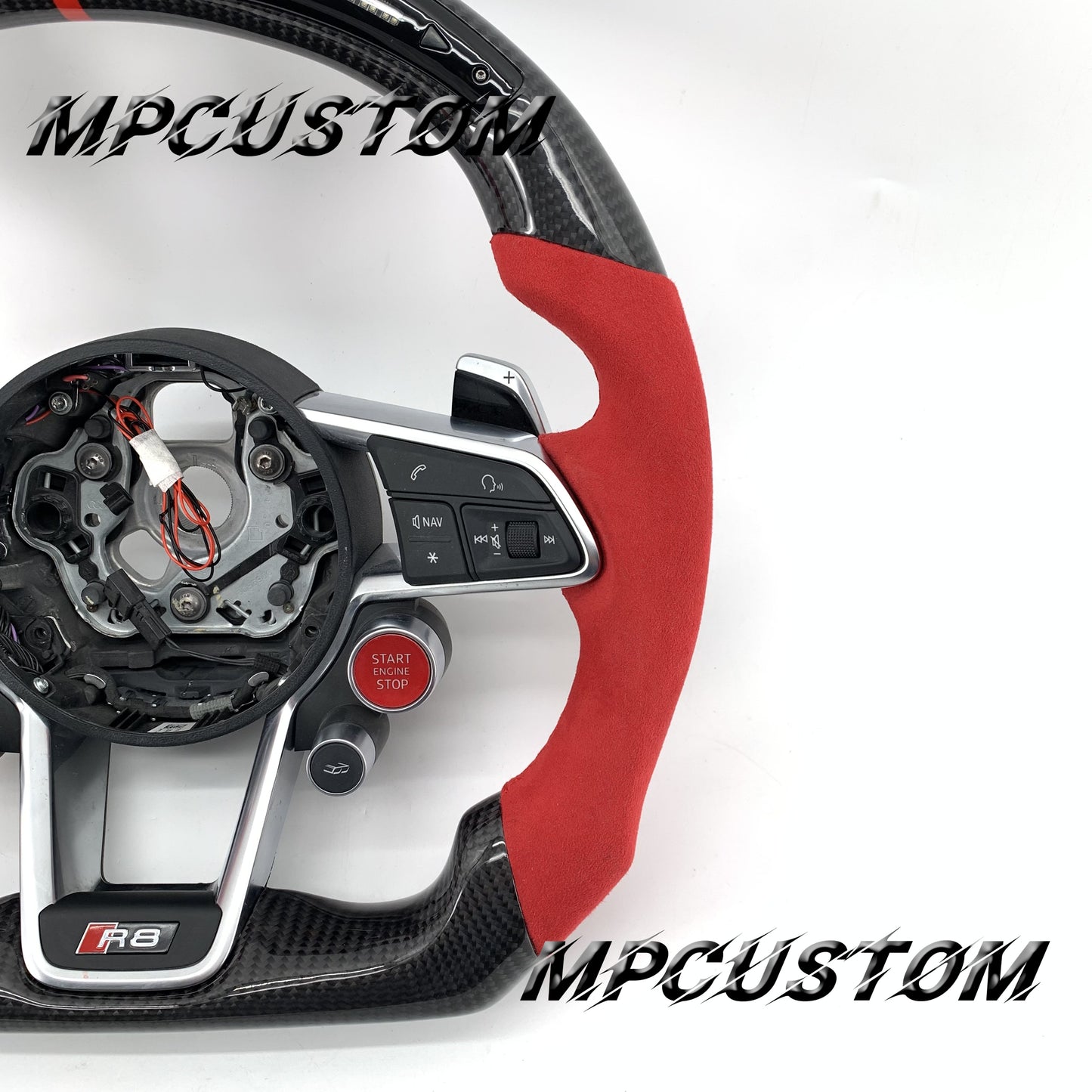 Mpcustom for Audi new R8 2016+ carbon fiber steering wheel red stripe line