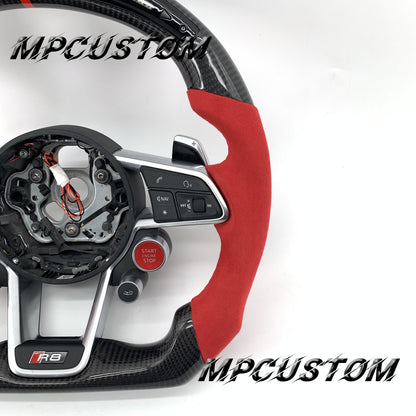 Mpcustom for Audi new R8 2016+ carbon fiber steering wheel red stripe line
