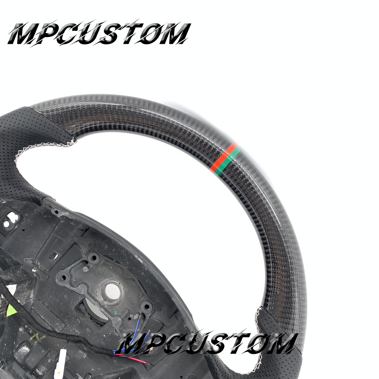 Mpcustom for Jaguar XF X250 2008-2011 carbon fiber steering wheel white stitching