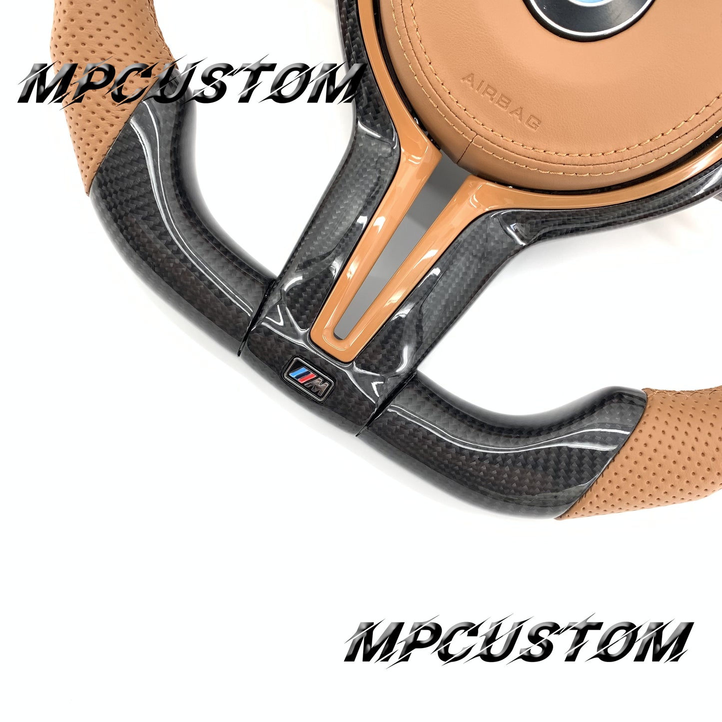 Mpcustom for BMW 5 series F10/F11 carbon fiber steering wheel brown stripe line