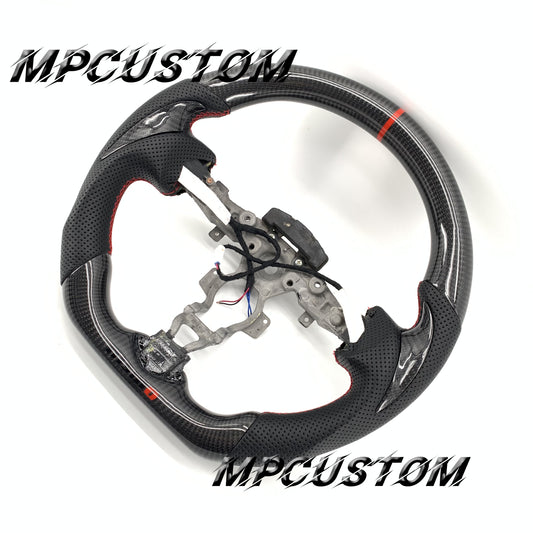 Mpcustom for Nissan 370z Juke z34 carbon fiber steering wheel gloss and red stitching